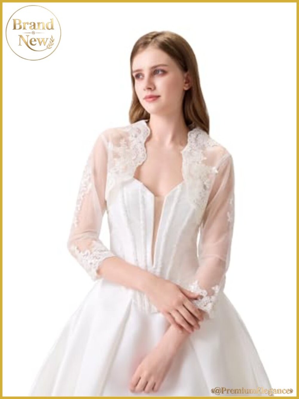 Lace Bolero Jacket for Bride Wedding Dress Topper Long Sleeve Tulle